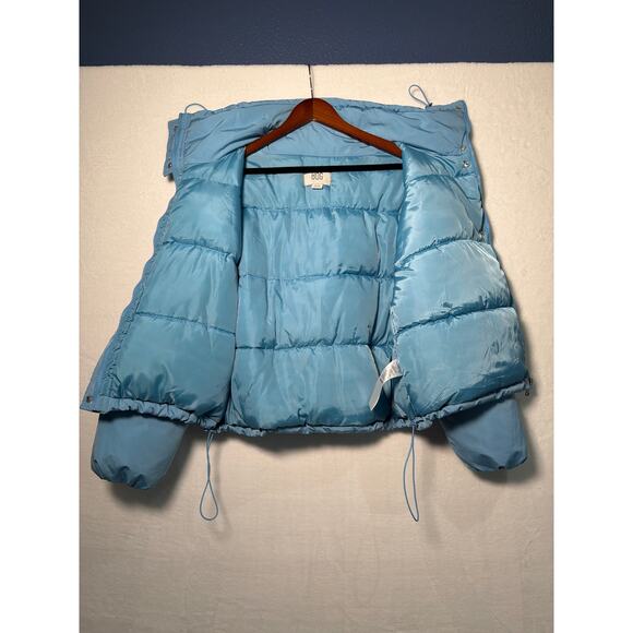 BDG Urban Outfitters Jacket Womens Medium LT Blue Puffer Coat Isla Funnel Neck - Picture 7 of 7